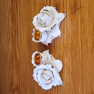 Avon winter rose candle holders